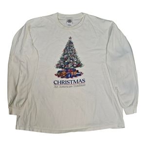 Vintage Christmas‎ An American Tradition Mens Graphic Long Sleeve Shirt Size XL